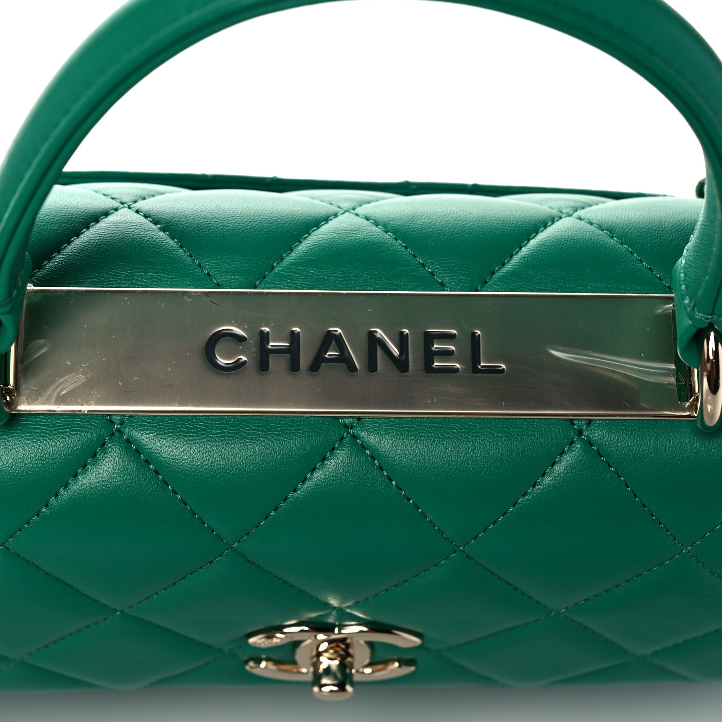 Lambskin Quilted Small Trendy CC Flap Dual Handle Bag Green