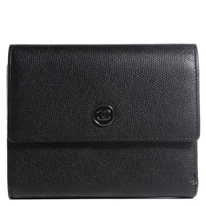 Chanel Grained Calfskin CC Button Flap Wallet Black 1 of 9
