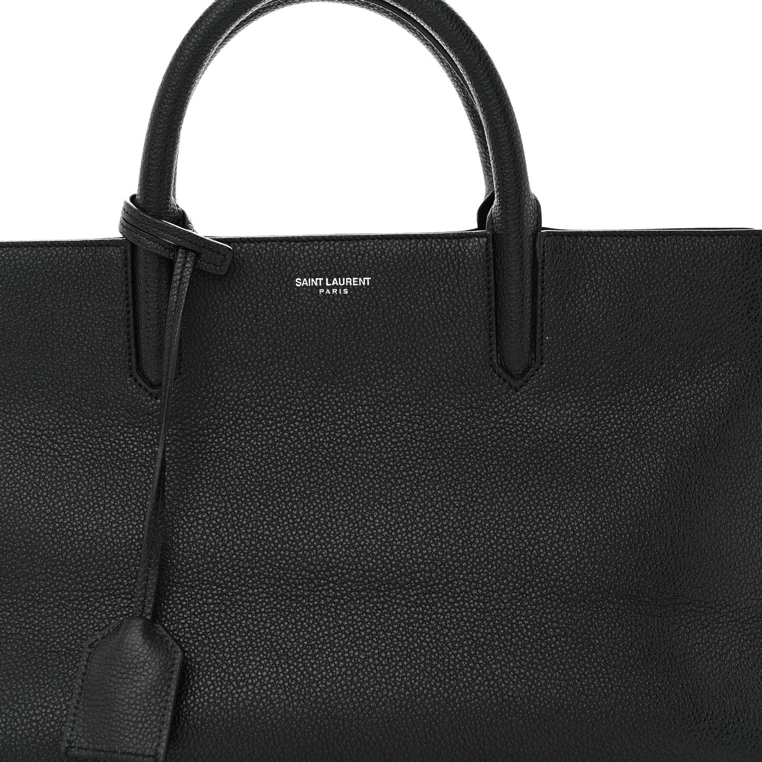 Saint Laurent Grained Calfskin Small Cabas Rive Gauche Black 7 of 10