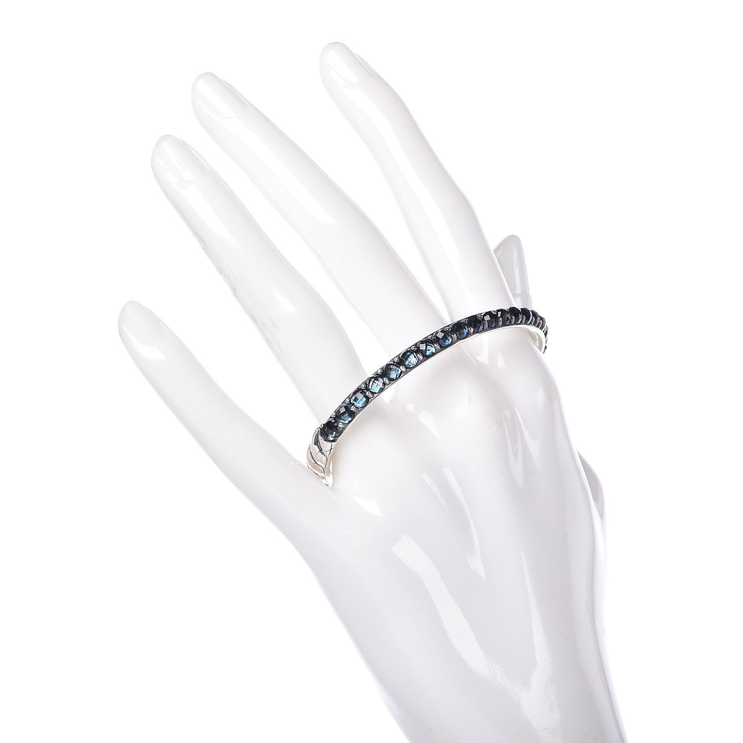 David Yurman Sterling Silver Blue Topaz Berries Cable Bangle Bracelet 2 of 5