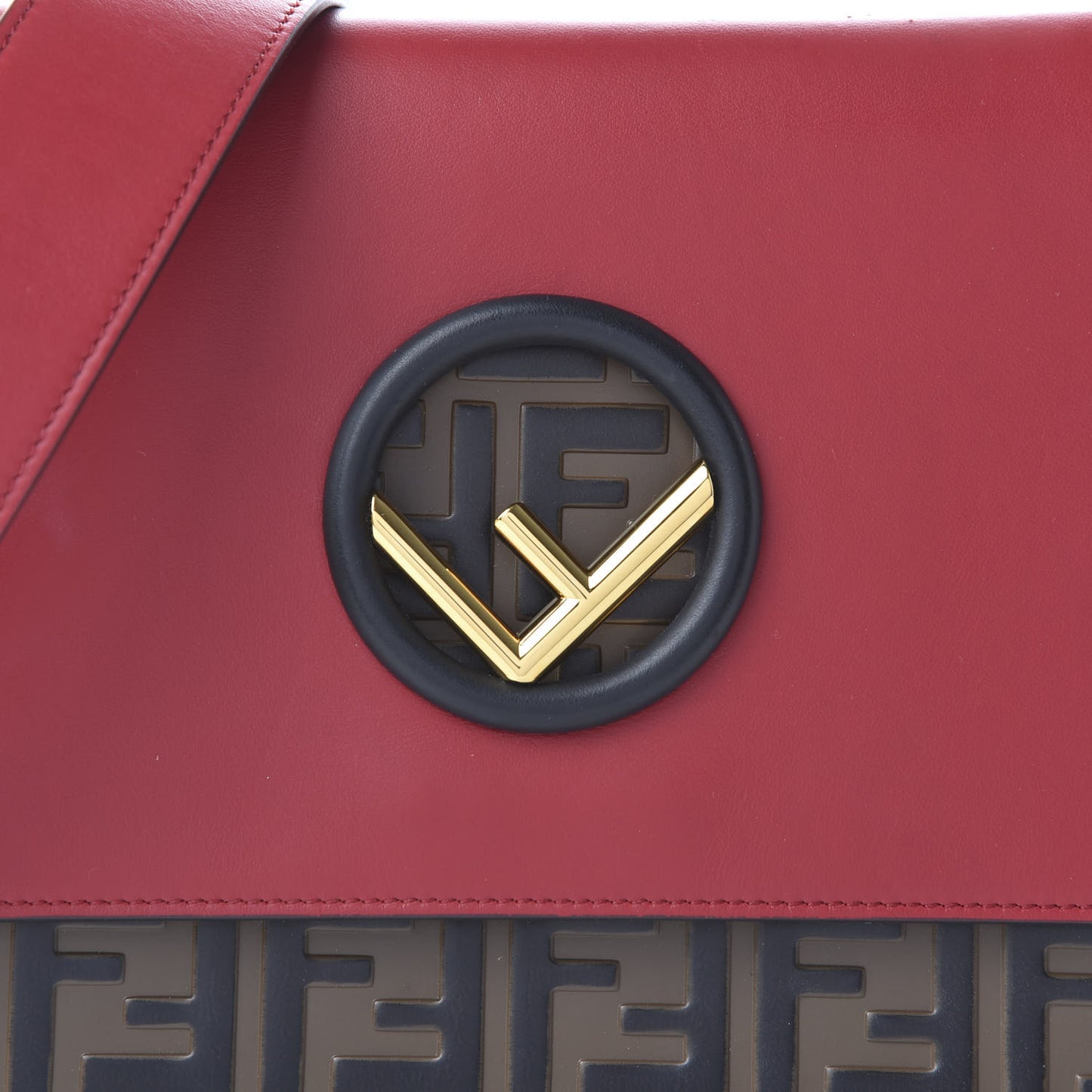 Vitello Century F is Fendi Bi-Color FF 1974 Embossed Kan I Shoulder Bag Fragola Maya Black