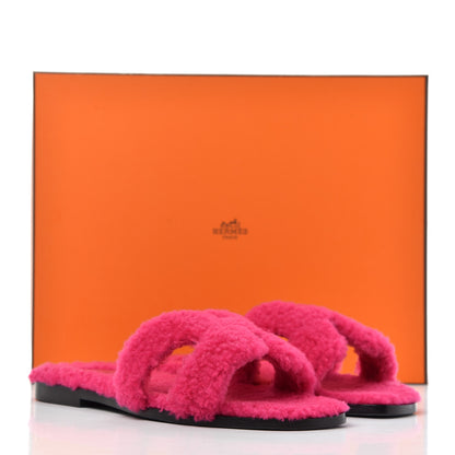 Hermes Woolskin Oran Sandals 37 Rose Fuchsia 12 of 12