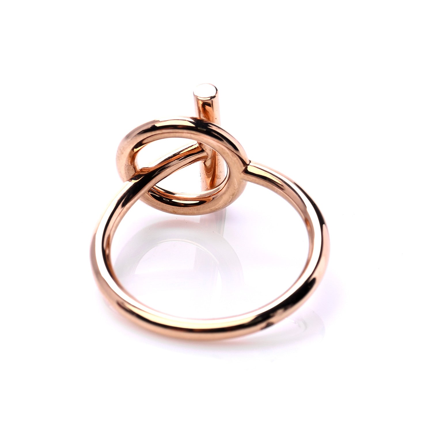 Hermes 18K Rose Gold Diamond PM Echappee Ring 54 6.75 5 of 8