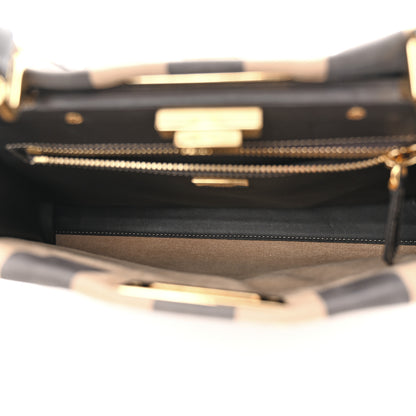 Fendi Vitello Nabuk Seta Pequin Medium Peekaboo Iconic Satchel Tobacco Moro Ebano 5 of 10