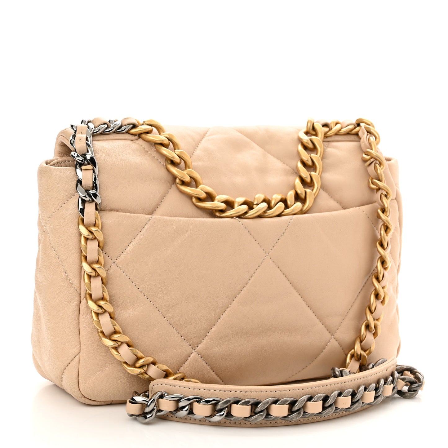 Lambskin Quilted Medium Chanel 19 Flap Beige