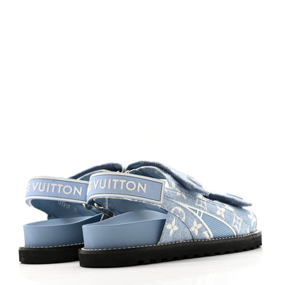 Louis Vuitton Monogram Denim Paseo Flat Comfort Sandals 38 Light Blue 5 of 12
