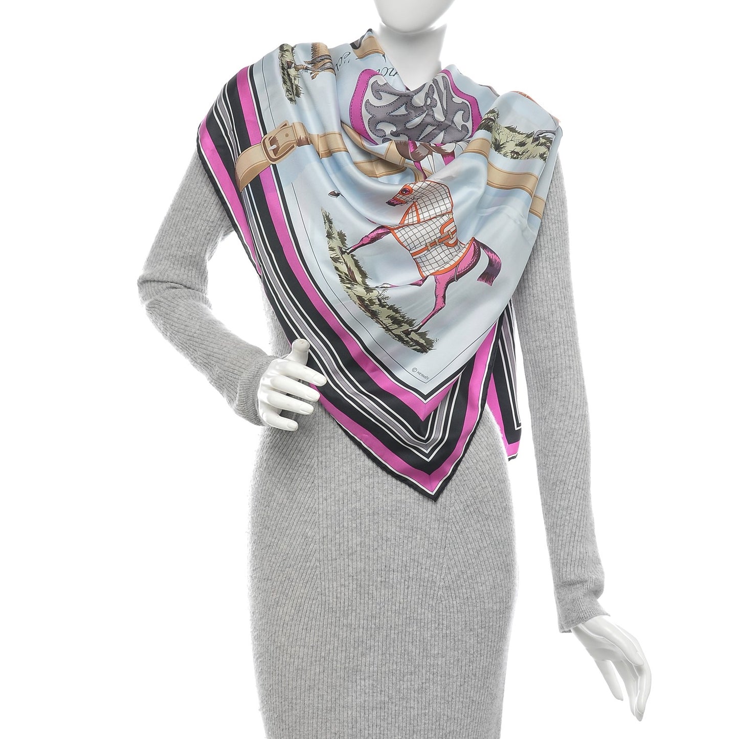 Silk Couvertures Et Tenues de Jour Scarf 140 Gris Perle Fuchsia Black