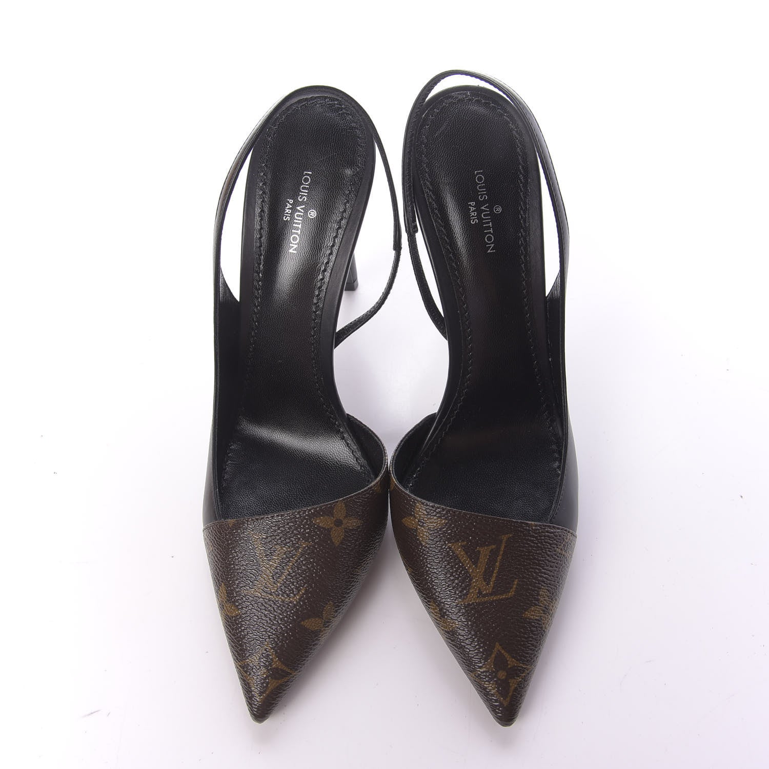Louis Vuitton Monogram Cherie Slingback Pumps 37 Black 5 of 12