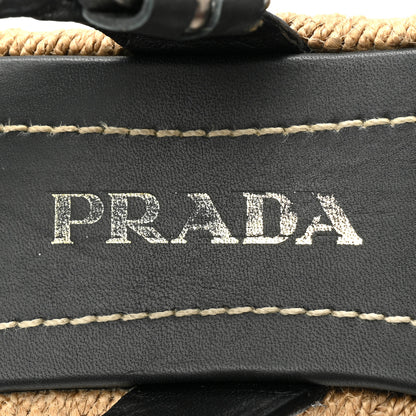 Prada Vitello Montana Logo Espadrille Sandals 36 Black 7 of 9