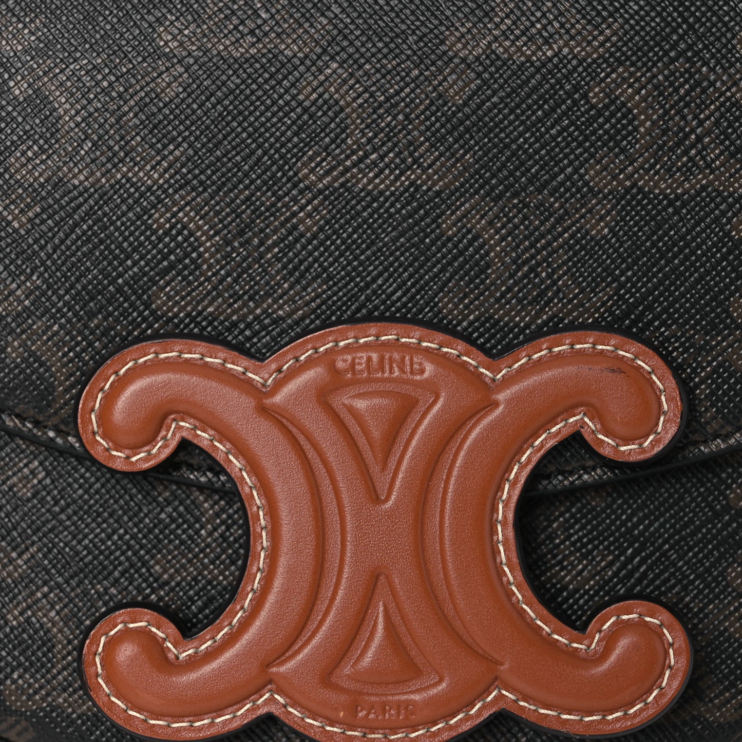 Calfskin Triomphe Canvas Besace Tan
