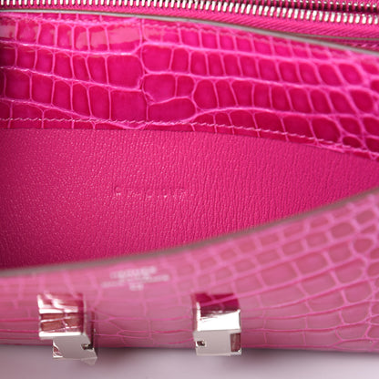 Hermes Shiny Alligator Constance Long Wallet Rose Scheherazade 7 of 9