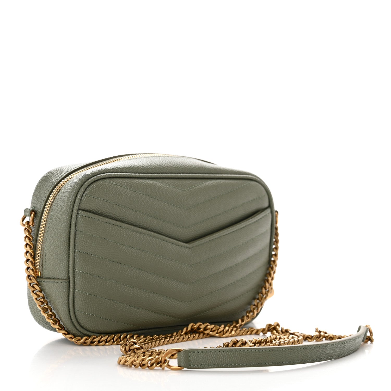 Saint Laurent Grain De Poudre Matelasse Monogram Mini Lou Camera Bag Light Sage 3 of 11