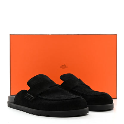 Hermes Suede Calfskin Go Mules 38 Black 9 of 9
