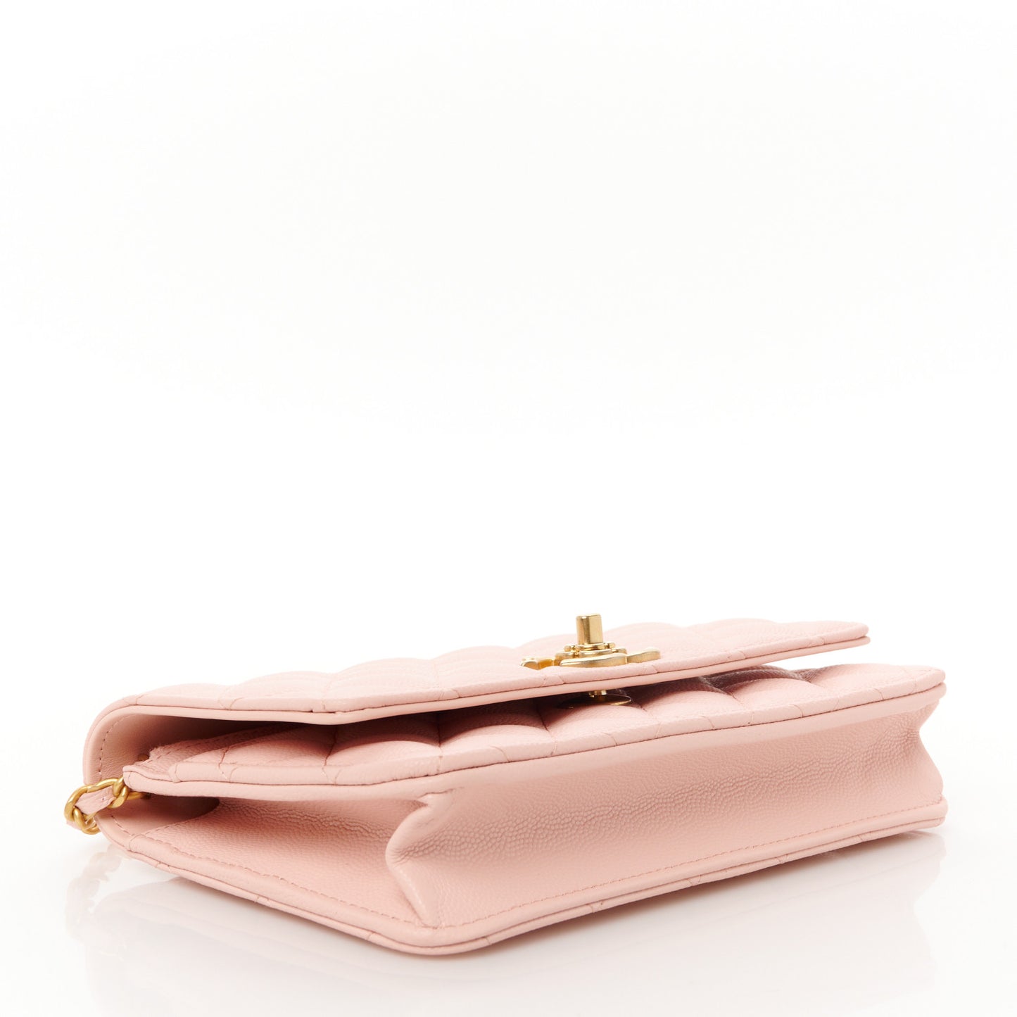 Caviar Quilted Camellia Wallet On Chain WOC Light Pink