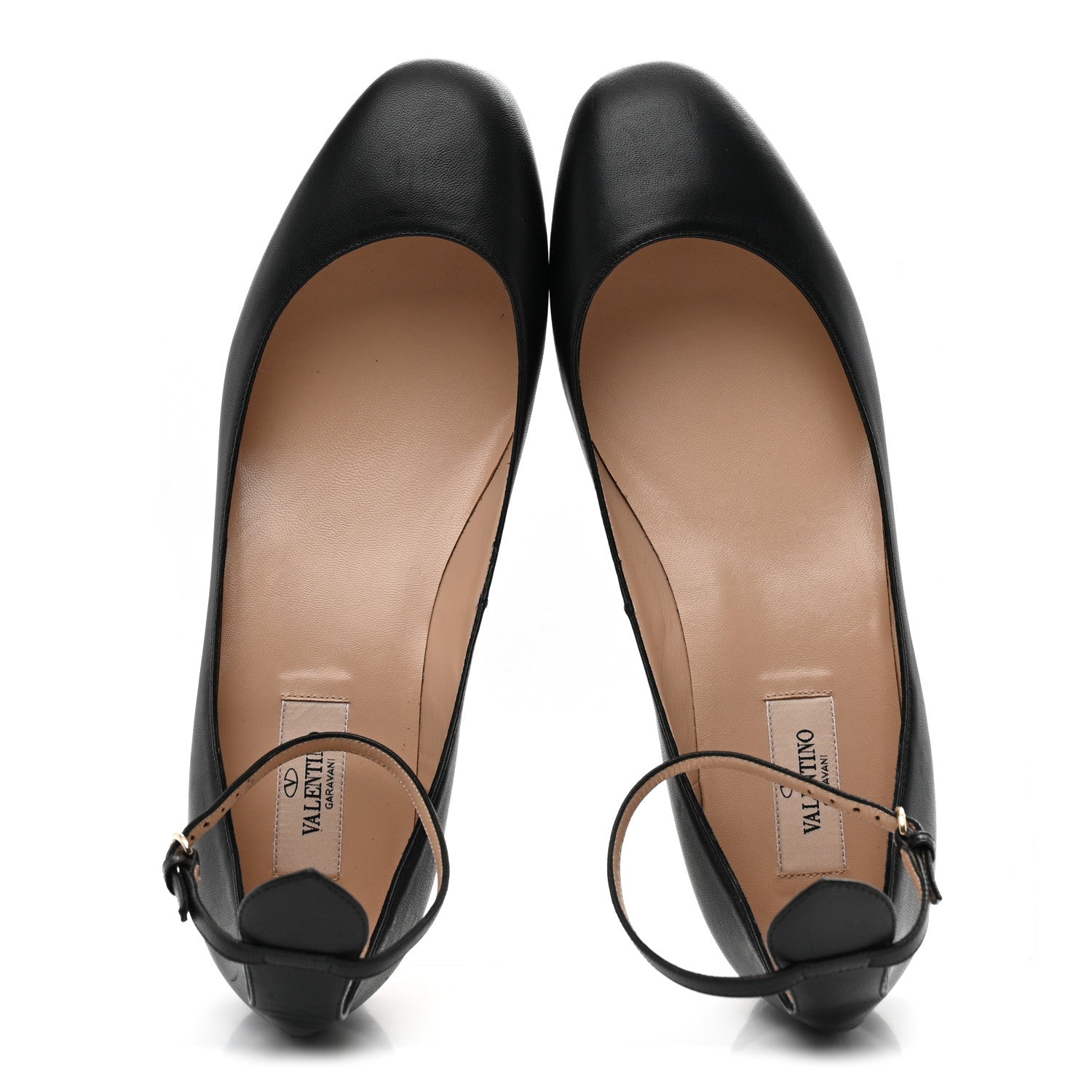 Valentino Garavani Calfskin Ballerina Ankle Strap Flats 40.5 Black 2 of 9