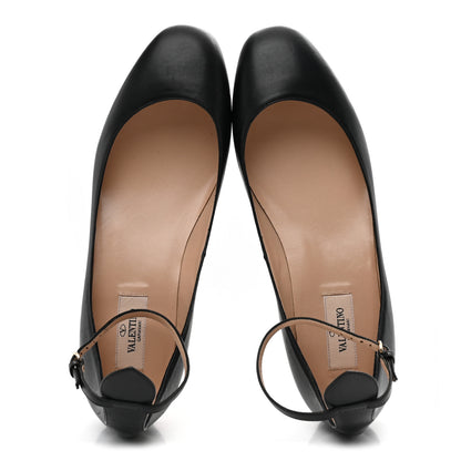 Valentino Garavani Calfskin Ballerina Ankle Strap Flats 40.5 Black 2 of 9