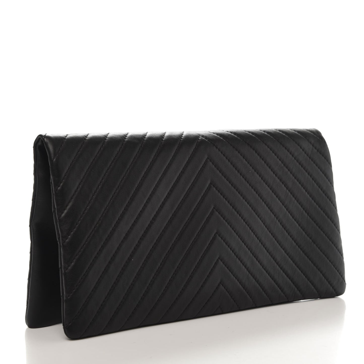 Lambskin Chevron CC Clutch Black