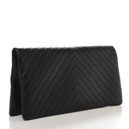 Chanel Lambskin Chevron CC Clutch Black 4 of 11