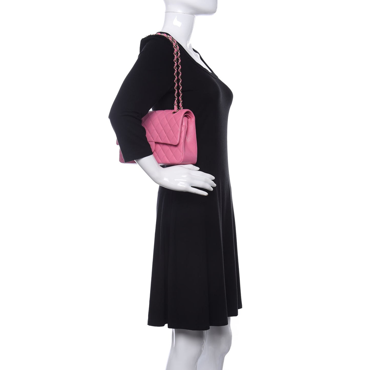 Caviar Quilted Medium Double Flap Pink