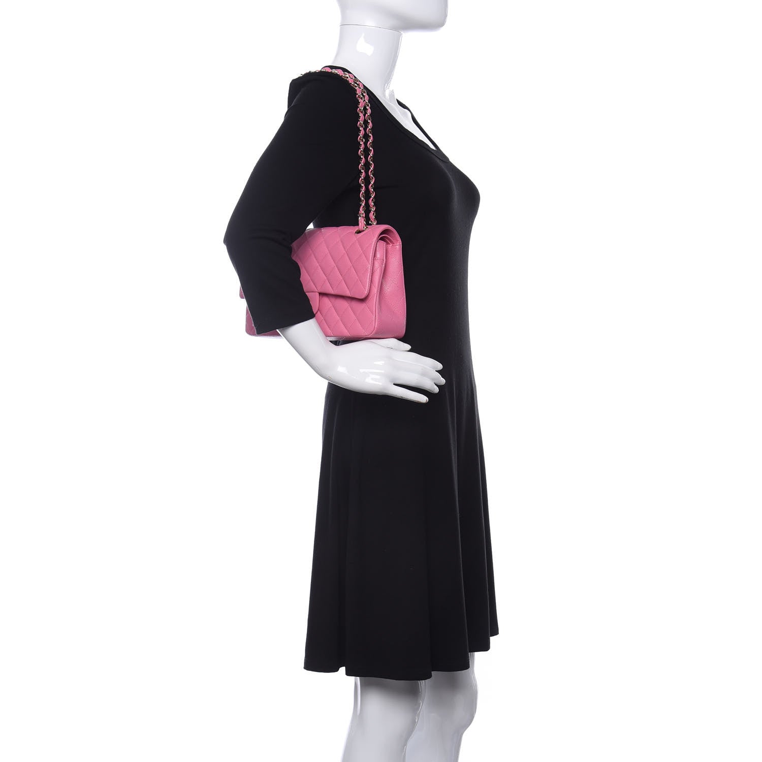 Chanel Caviar Quilted Medium Double Flap Pink 2 of 10