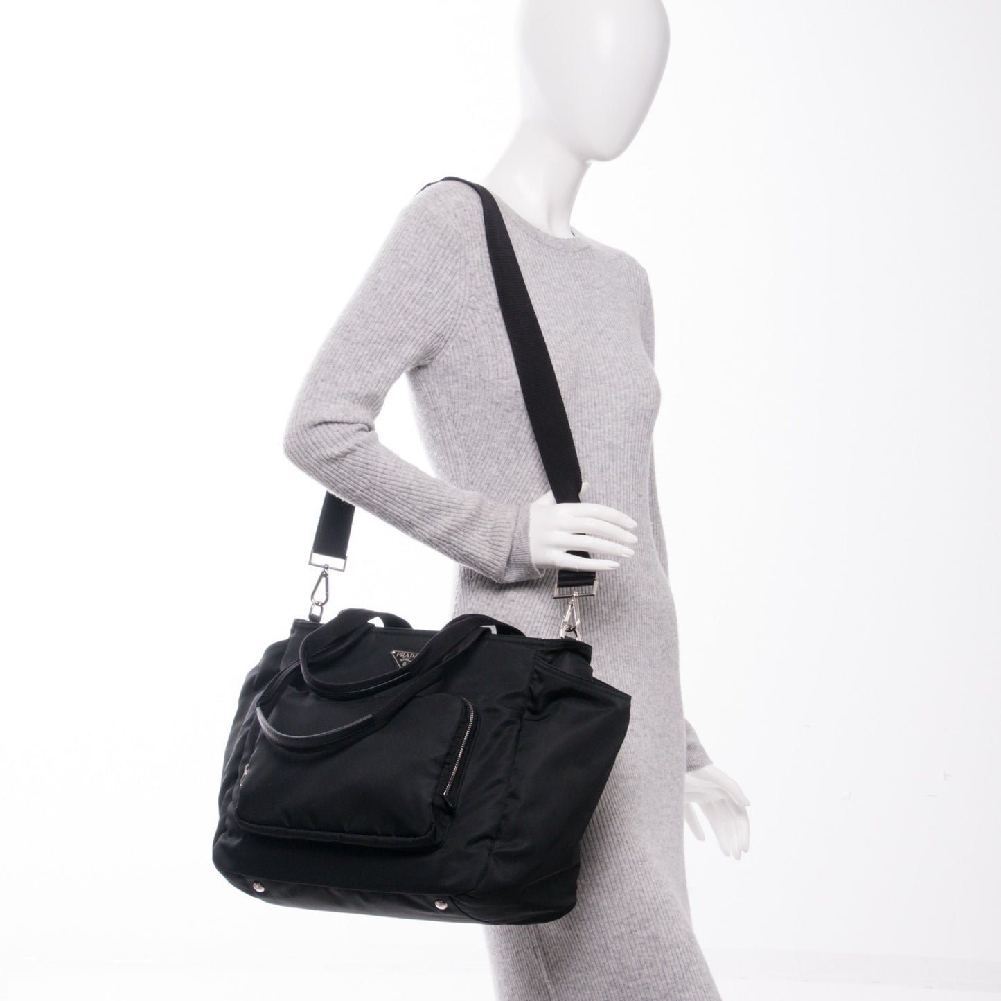 Tessuto Nylon Vela Diaper Bag Black