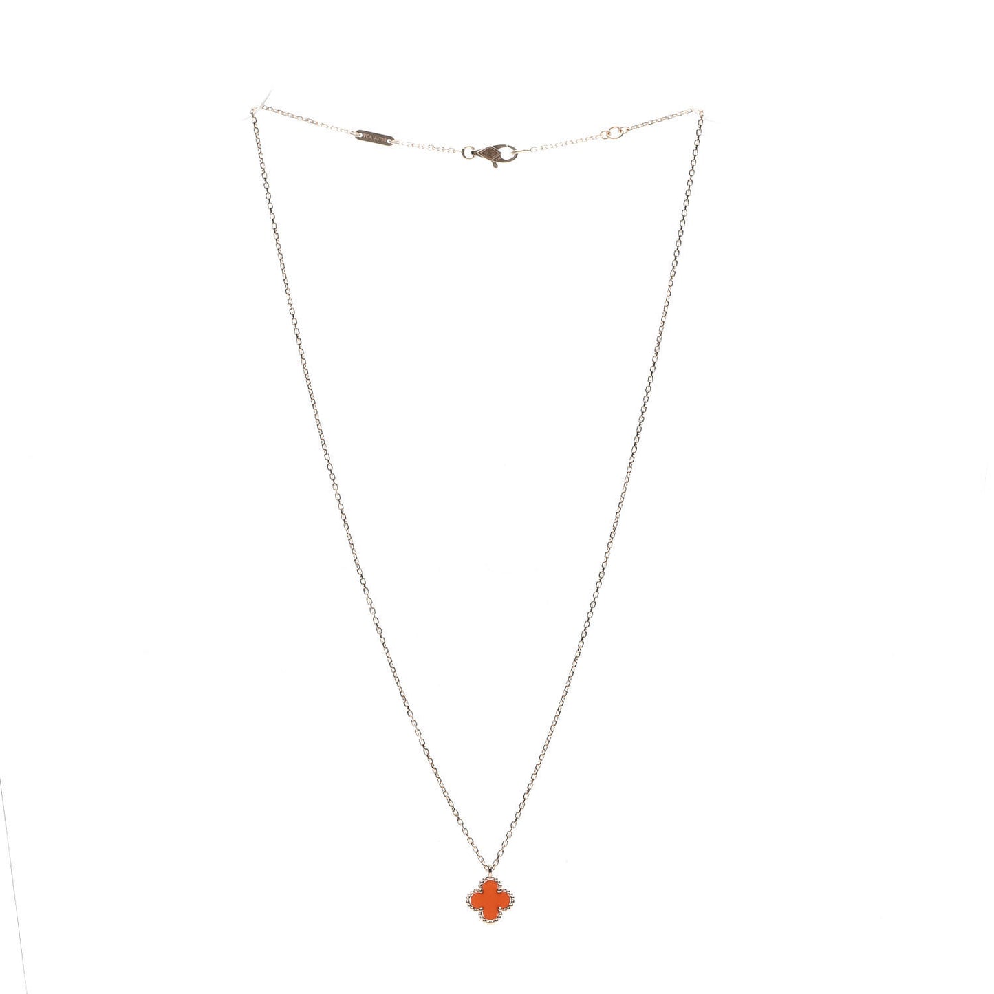 18K Rose Gold Carnelian Sweet Alhambra Pendant Necklace