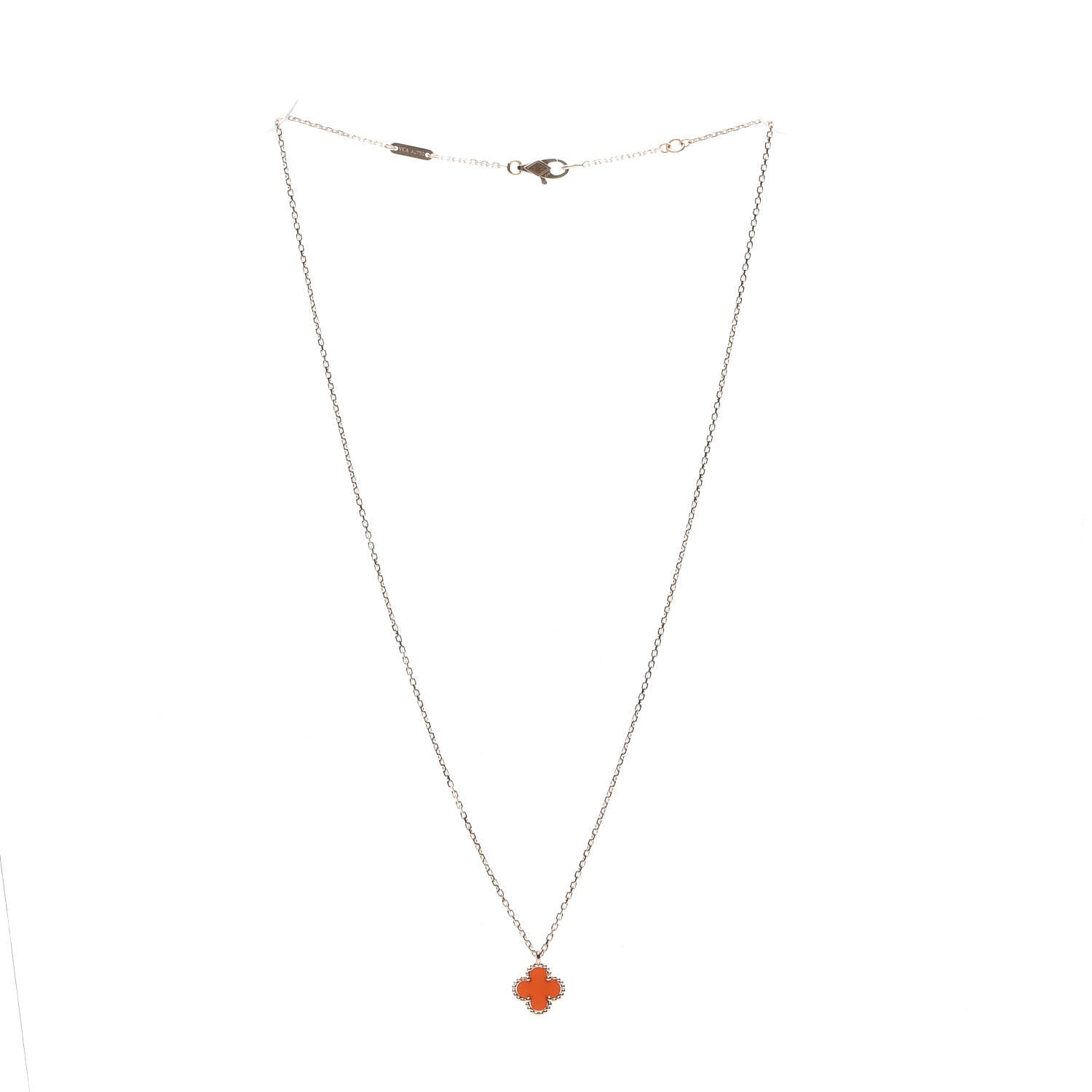 Van Cleef & Arpels 18K Rose Gold Carnelian Sweet Alhambra Pendant Necklace 2 of 7