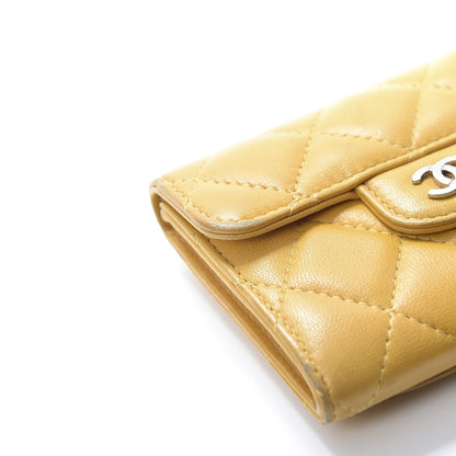 Chanel Lambskin Quilted Flap Card Holder Wallet Yellow 9 of 15