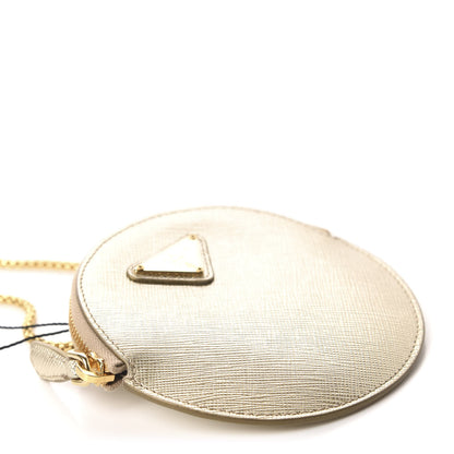 Prada Metallic Saffiano Mini Pouch Pirite 4 of 9
