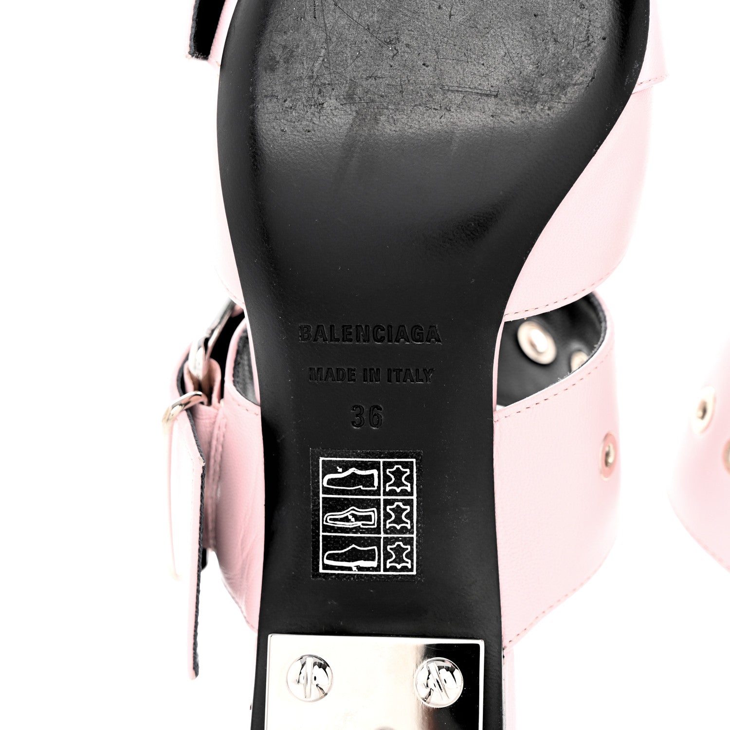 Balenciaga Shiny Calfskin Belt 40mm Mules 36 Pink 8 of 8