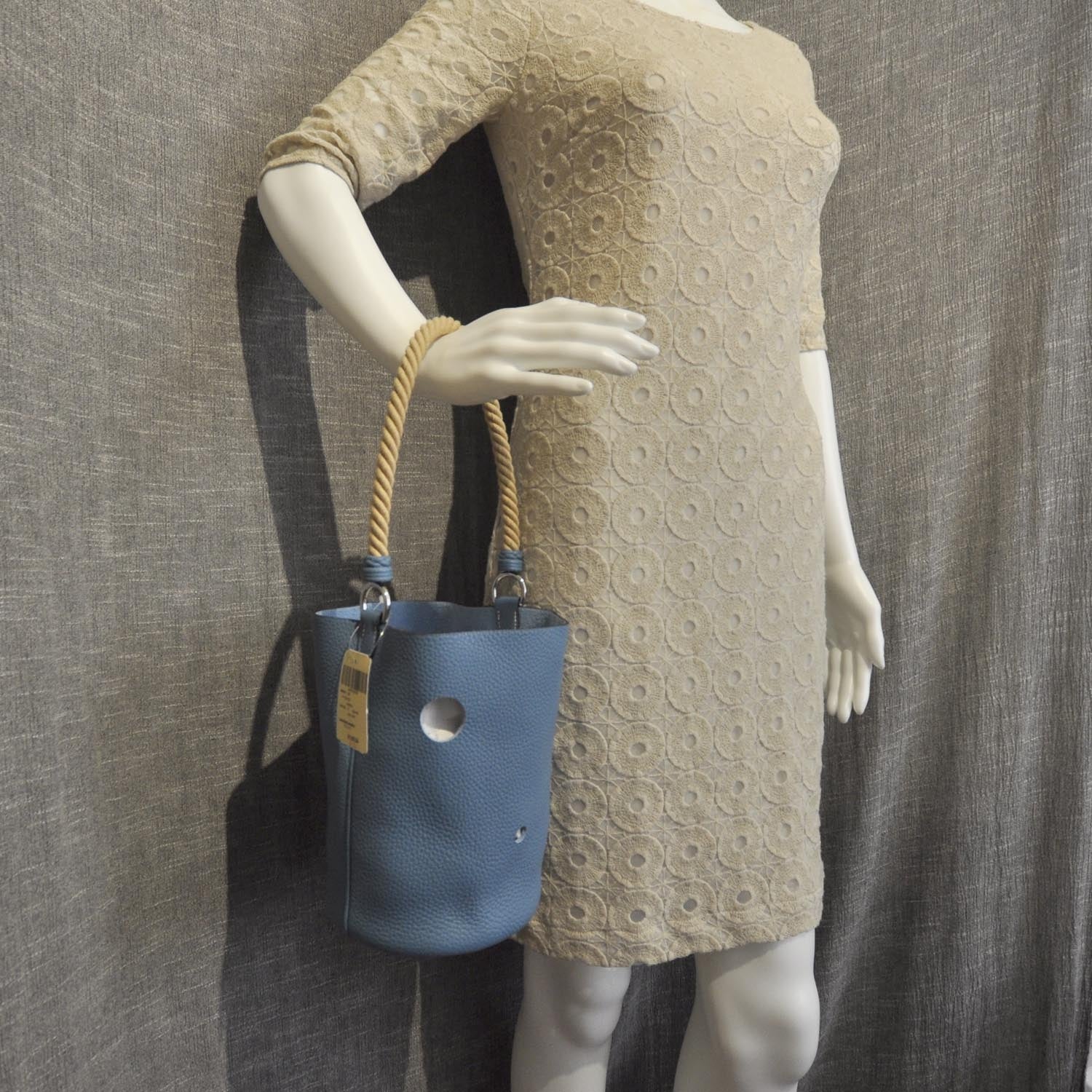 Hermes Taurillon Clemence Mangeoire Rope Bag Blue Jean 2 of 8