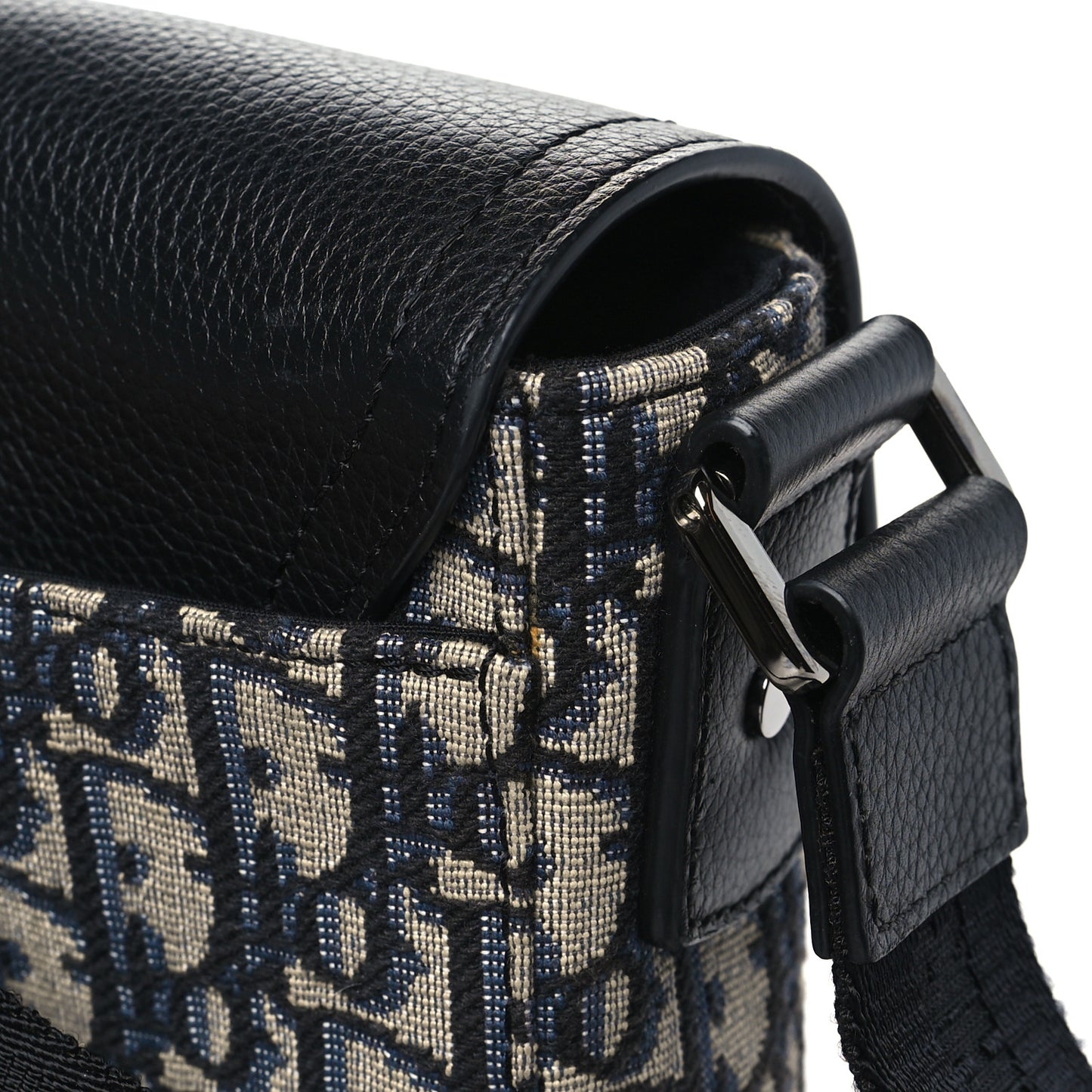 Oblique Jacquard Grained Calfskin Small Saddle Messenger Bag