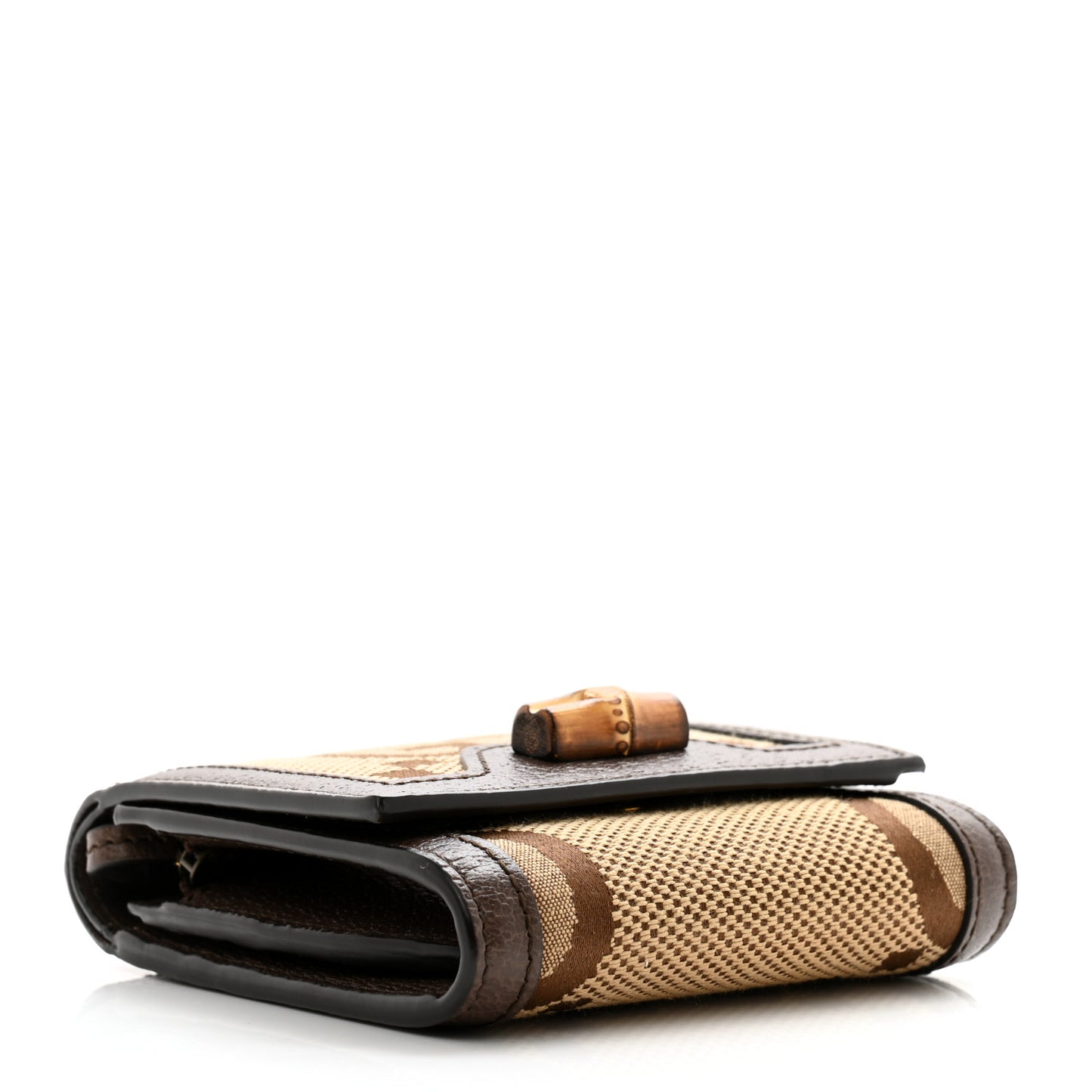 Monogram Jumbo GG Textured Dollar Calfskin Diana Compact Wallet Camel Ebony New Acero