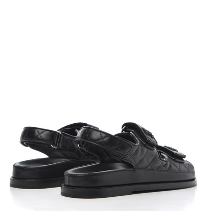 Chanel Lambskin Velcro Dad Sandals 36.5 Black 4 of 10