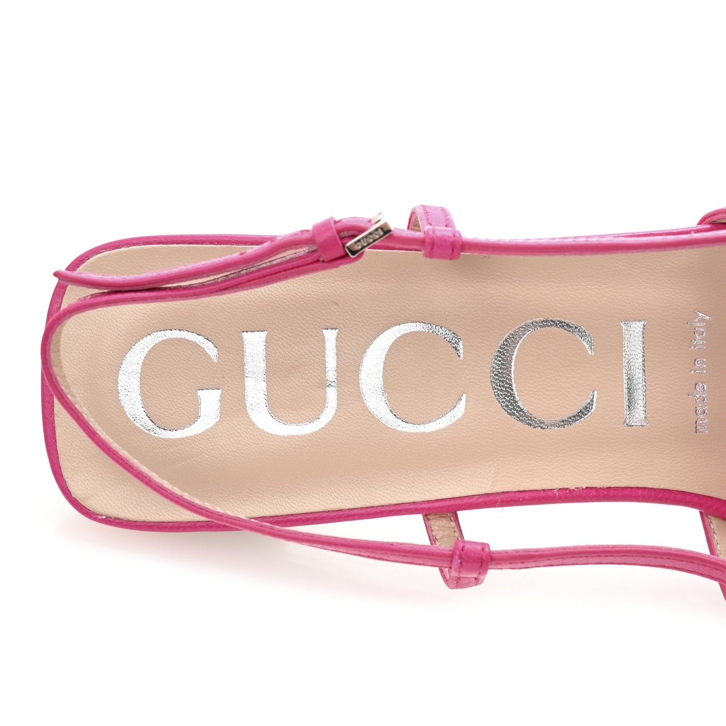 Tela Retino Nappa Charlotte Crystal GG Monogram Square G 35mm Slingback Pumps 39.5 Bright Bouganville Fairy Fucsia