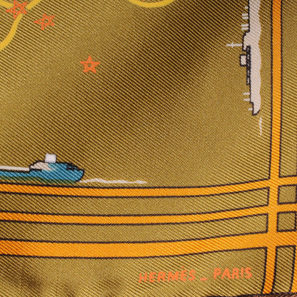 Hermes Silk Constellation Pocket Square Scarf Orange 4 of 6