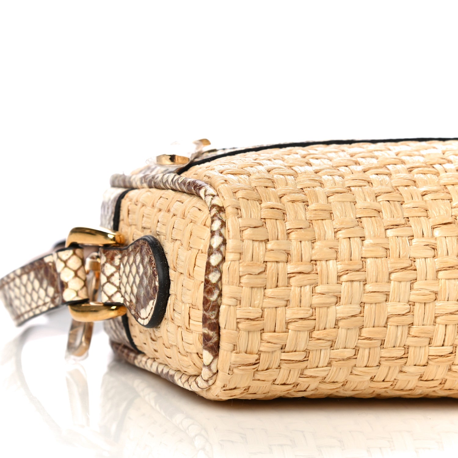 Gucci Raffia Elaphe Mini Ophidia Shoulder Bag Natural Cream Brown 9 of 10