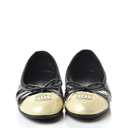 Chanel Patent Cap Toe Ballerina Flats 36.5 Black 2 of 13