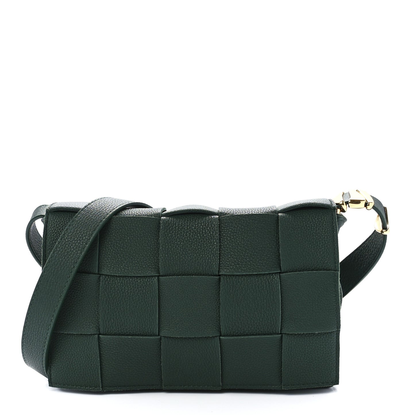 Grained Calfskin Maxi Intrecciato Cassette Crossbody Bag Raintree Green