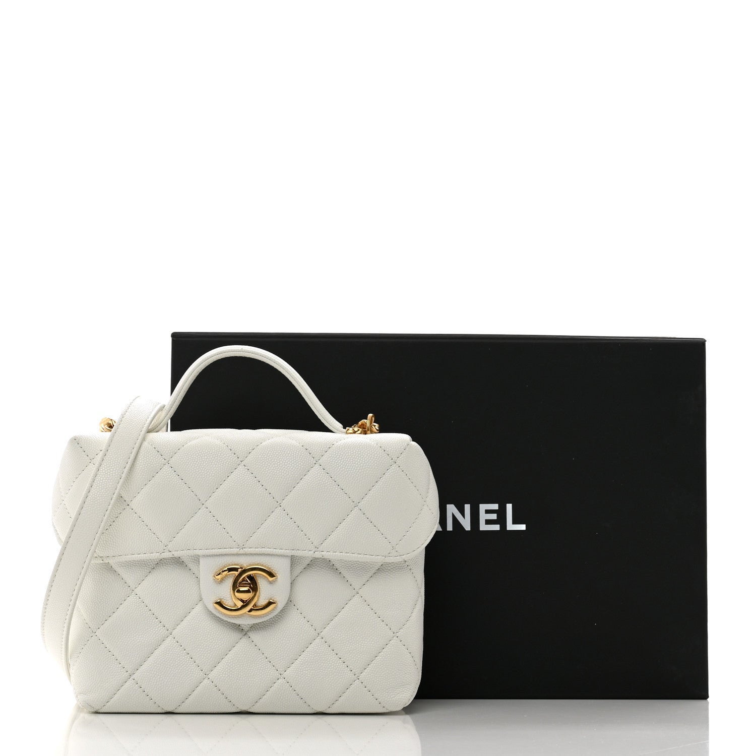 Chanel Caviar Quilted Handy Box Vanity Case White 11 of 11