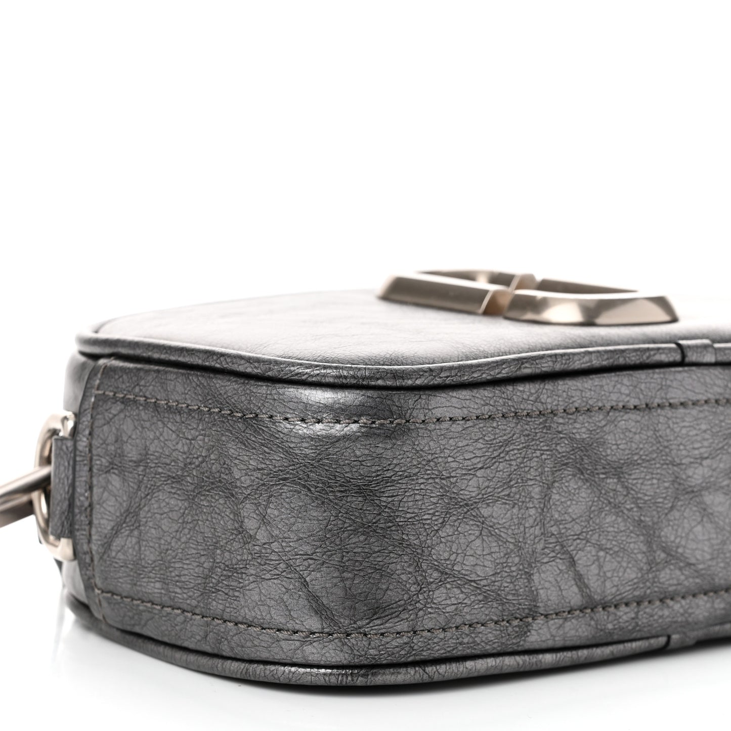 Calfskin Metallic Snapshot Camera Bag Grey