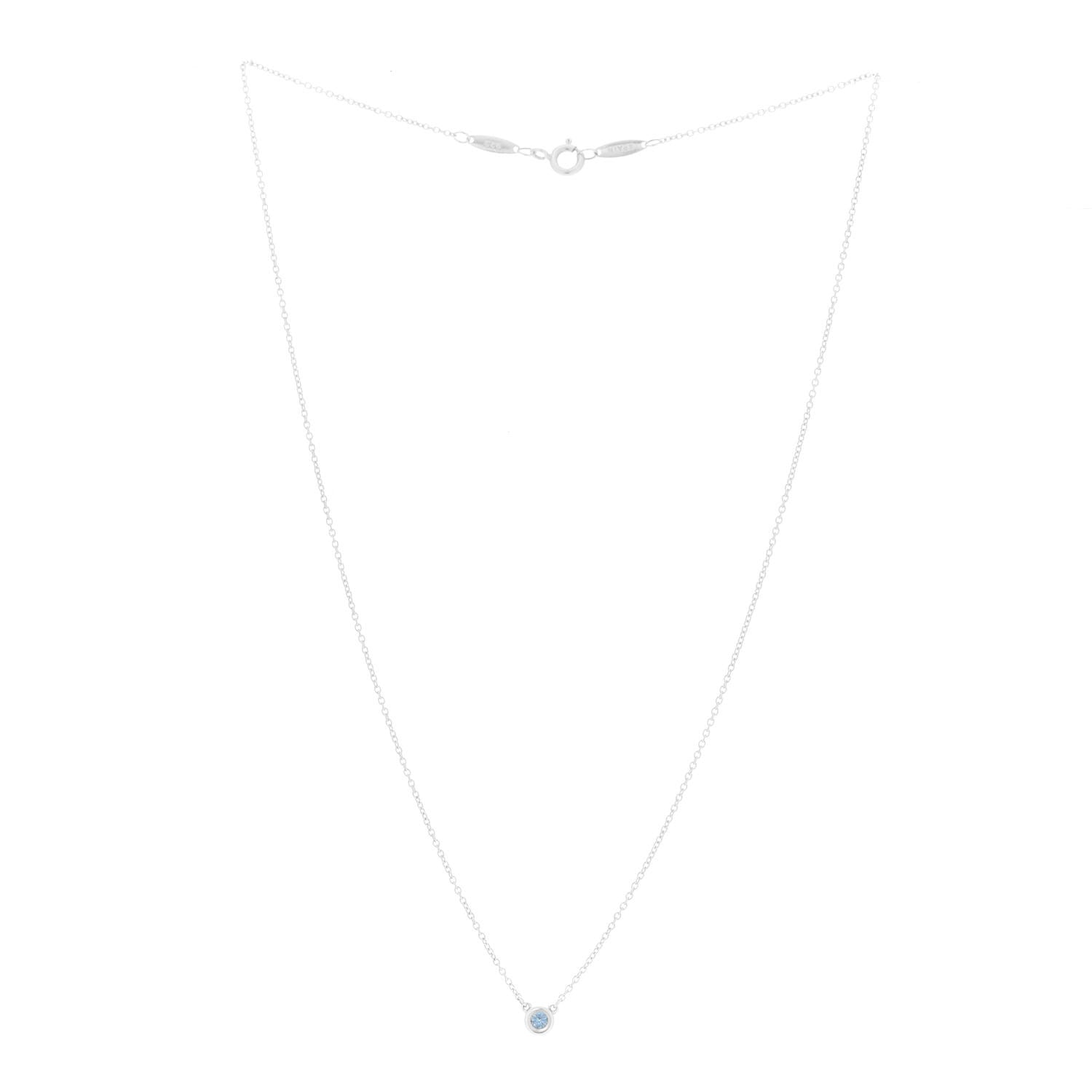 Tiffany Sterling Silver Aquamarine Elsa Peretti Color By The Yard Pendant Necklace 3 of 6