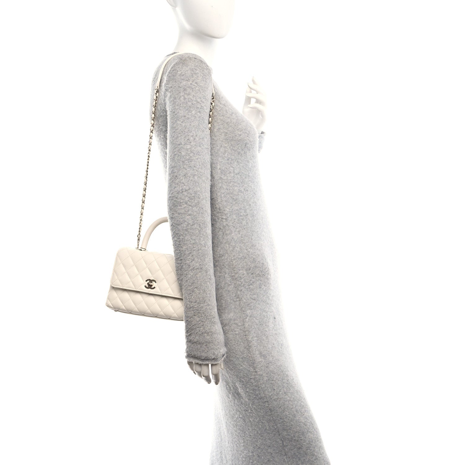 Chanel Caviar Quilted Mini Coco Handle Flap White 3 of 11