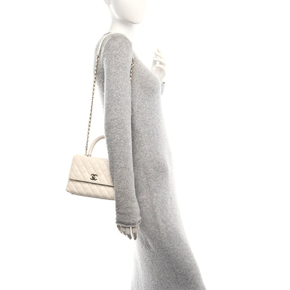 Chanel Caviar Quilted Mini Coco Handle Flap White 3 of 11