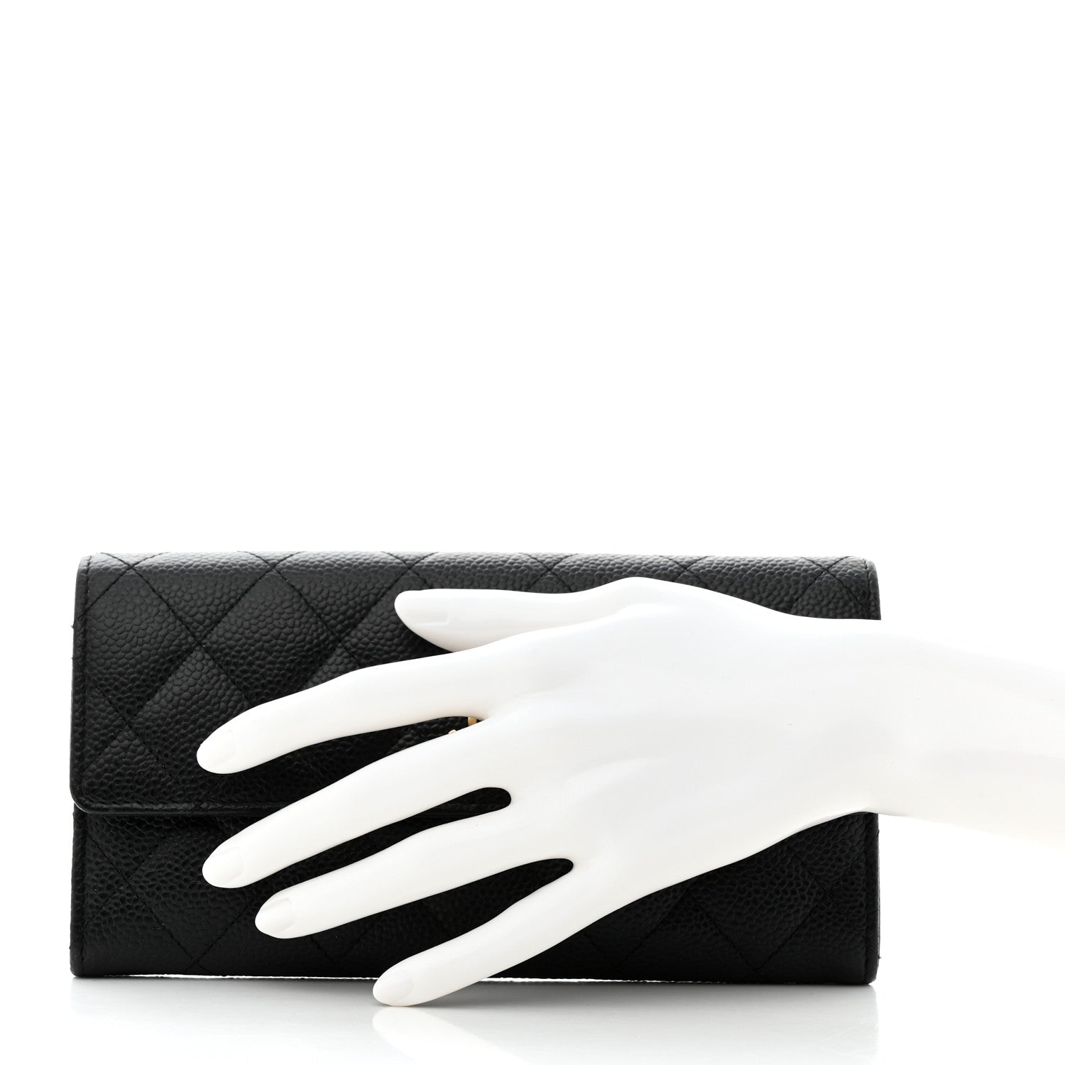 Chanel Caviar Quilted Large Gusset Flap Wallet Black 2 of 9