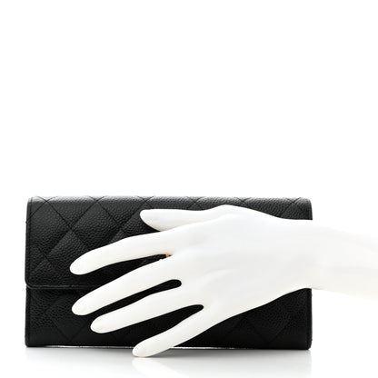 Chanel Caviar Quilted Large Gusset Flap Wallet Black 2 of 9