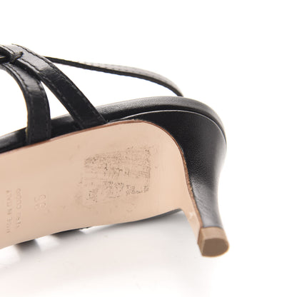Fendi Vitello FF Embossed Pearland Decollete Aperta Slingback Pumps 36 Black Tobacco Moro 9 of 9