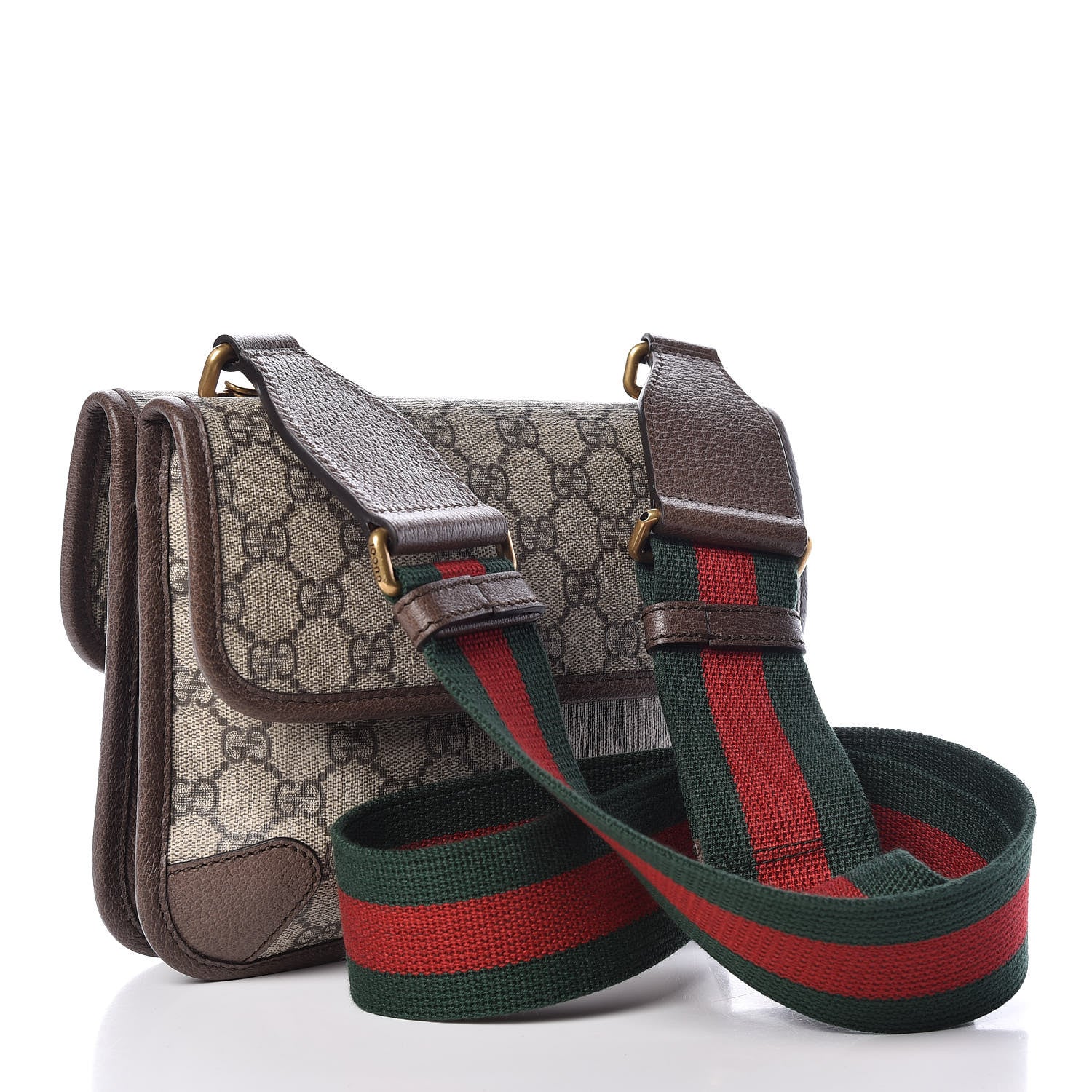 Gucci GG Supreme Monogram Web Small Neo Vintage Double Flap Messenger Bag Beige New Acero 3 of 12