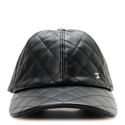 Chanel Lambskin Quilted CC Cap Hat Black 3 of 9