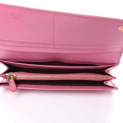 Prada Saffiano Metal Continental Flap Wallet Begonia 5 of 14